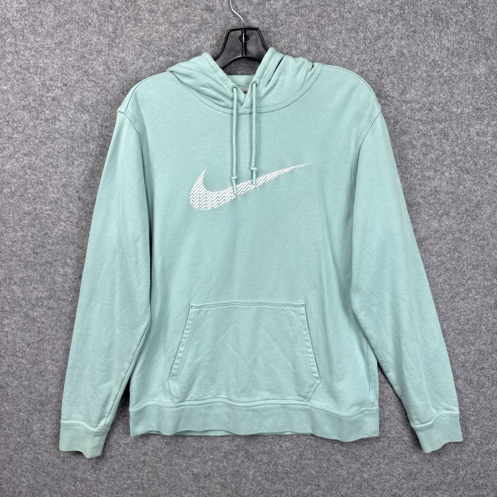 Nike Hoodie Sportswear Swoosh Logo Size Large Mint Green 100% Cotton Pullover